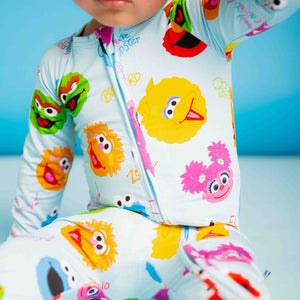 Baby Kids Bamboo Pajamas — Sesame Street™ Elmo and Friends Convertible Romper — Image 1