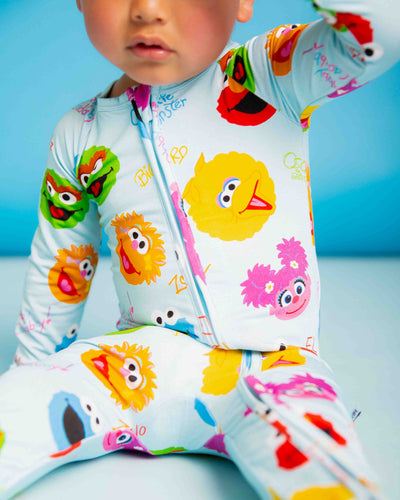 Baby Kids Bamboo Pajamas — Sesame Street™ Elmo and Friends Convertible Romper — Image 1