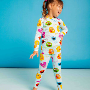 Baby Kids Bamboo Pajamas — Sesame Street™ Elmo and Friends Long Sleeve Pajama Set — Image 1