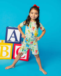 Baby Kids Bamboo Pajamas — Sesame Street™ Playtime Pals Short Sleeve Pajama Shorts Set — Image 1