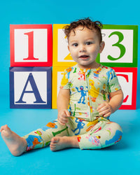Baby Kids Bamboo Pajamas — Sesame Street™ Playtime Pals Short Sleeve Romper — Image 1