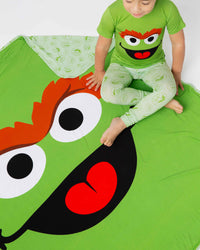 Baby Kids Bamboo Pajamas — Sesame Street™ Oscar the Grouch Bum Bum Blanket — Image 1