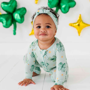 Bums & Roses - Baby & Kids Bamboo Pajamas - Shamrockin' Sparkles Headwrap - Image 1