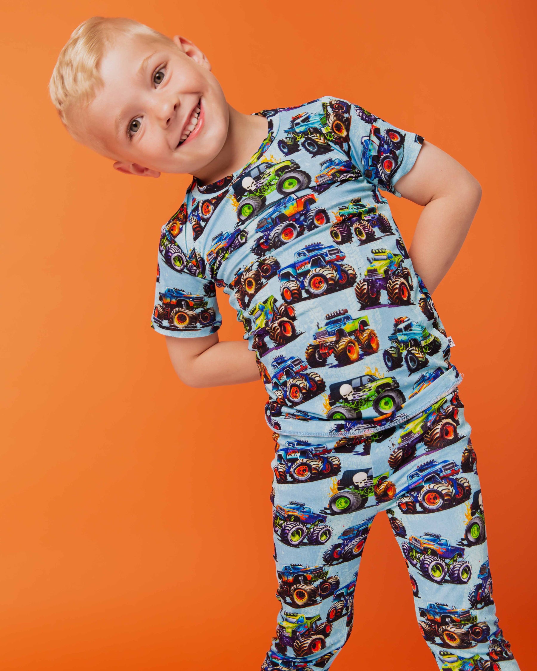 Baby Kids Bamboo Pajamas — Trucks Are My Jam Short Sleeve Pajama Set — Image 1