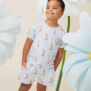 Baby Kids Bamboo Pajamas — Sir Hops A Lot Short Sleeve T-Shirt & Shorts Set — Image 1