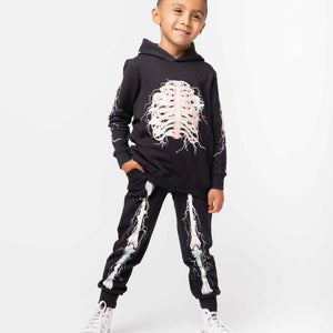 Baby Kids Bamboo Pajamas — Electric Skeleton Hooded Relaxed Fit Jogger Set — Image 1
