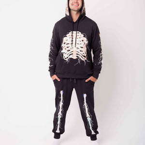 Baby Kids Bamboo Pajamas — Electric Skeleton Men's Hooded Jogger Set — Image 1