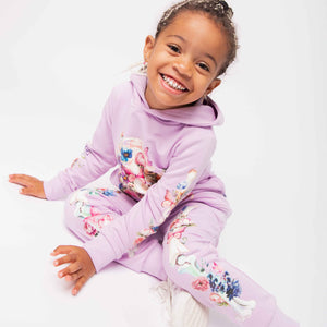 Baby Kids Bamboo Pajamas — Floral Skeleton Hooded Jogger Set — Image 1