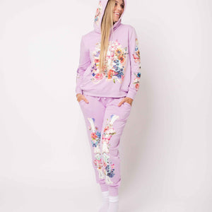 Baby Kids Bamboo Pajamas — Floral Skeleton Women's Hooded Jogger Set — Image 1