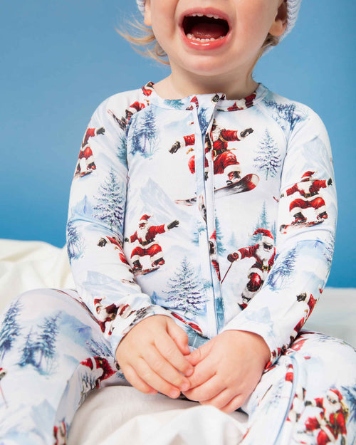 Baby Kids Bamboo Pajamas — Sleigh the Slopes Convertible Romper — Image 1