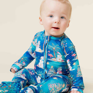 Baby Kids Bamboo Pajamas — Sleighin' the Heat Convertible Romper — Image 1