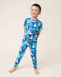 Baby Kids Bamboo Pajamas — Sleighin' the Heat Short Sleeve Pajama Set — Image 1