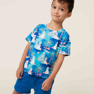 Baby Kids Bamboo Pajamas — Sleighin' the Heat Short Sleeve T-Shirt & Shorts Set — Image 1