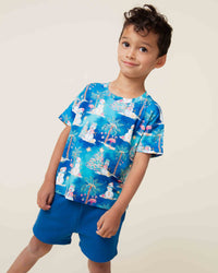 Baby Kids Bamboo Pajamas — Sleighin' the Heat Short Sleeve T-Shirt & Shorts Set — Image 1