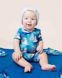 Baby Kids Bamboo Pajamas — Sleighin' the Heat Shortie Romper — Image 1