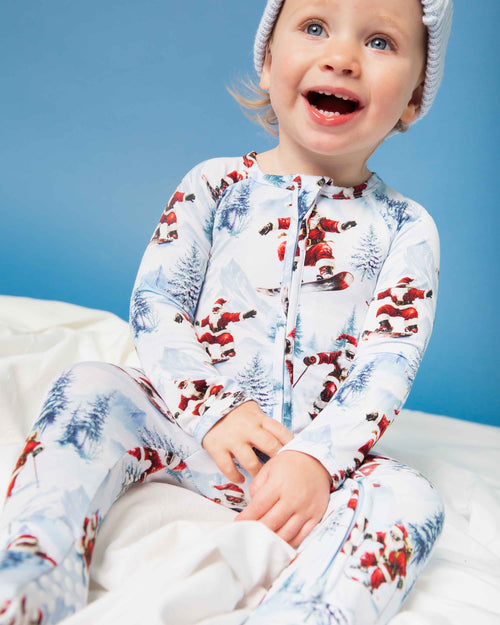 Baby Kids Bamboo Pajamas — Sleigh the Slopes Convertible Romper — Image 11