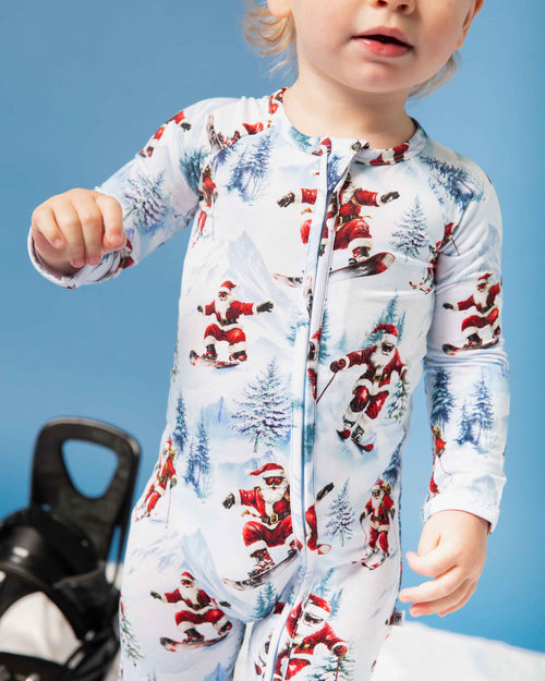 Baby Kids Bamboo Pajamas — Sleigh the Slopes Convertible Romper — Image 3