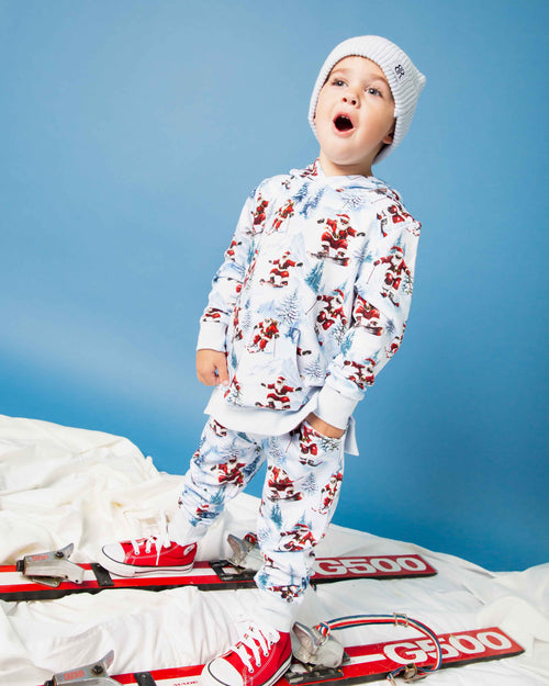 Baby Kids Bamboo Pajamas — Sleigh the Slopes Hooded Jogger Set — Image 3