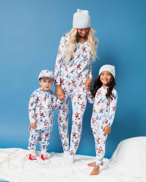 Baby Kids Bamboo Pajamas — Sleigh the Slopes Hooded Jogger Set — Image 6