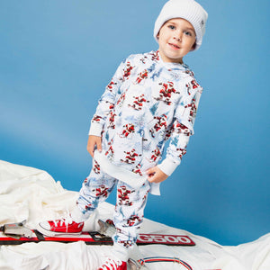 Baby Kids Bamboo Pajamas — Sleigh the Slopes Hooded Jogger Set — Image 1