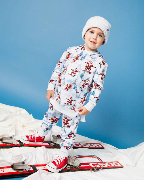 Baby Kids Bamboo Pajamas — Sleigh the Slopes Hooded Jogger Set — Image 1