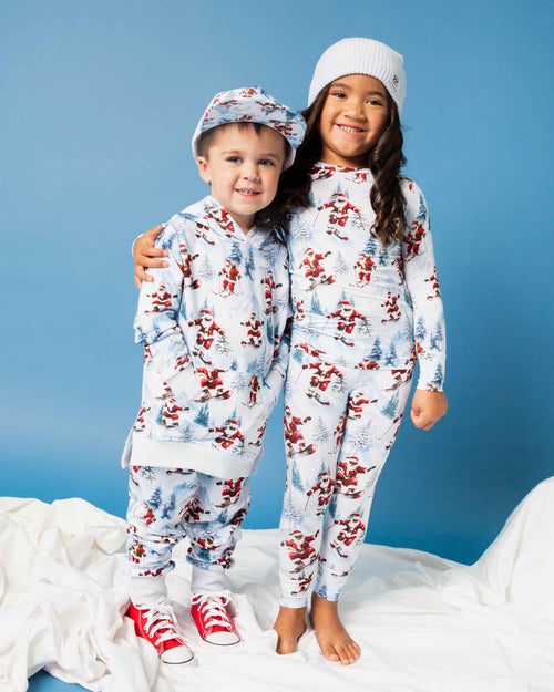 Baby Kids Bamboo Pajamas — Sleigh the Slopes Hooded Jogger Set — Image 7