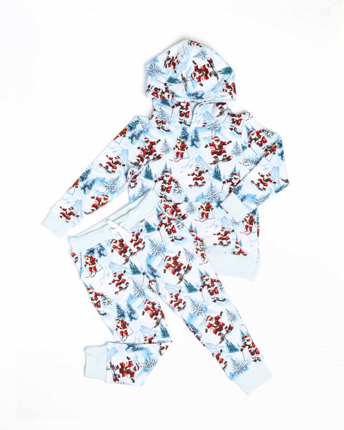 Baby Kids Bamboo Pajamas — Sleigh the Slopes Hooded Jogger Set — Image 2