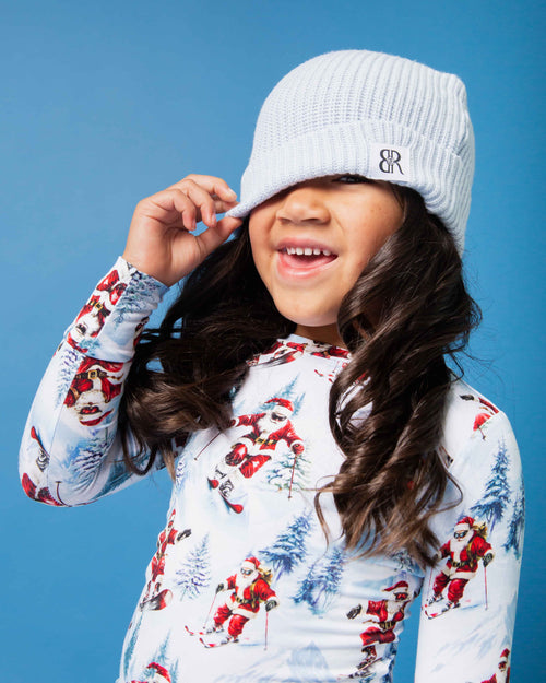 Baby Kids Bamboo Pajamas — Sleigh the Slopes Kid's Beanie — Image 11