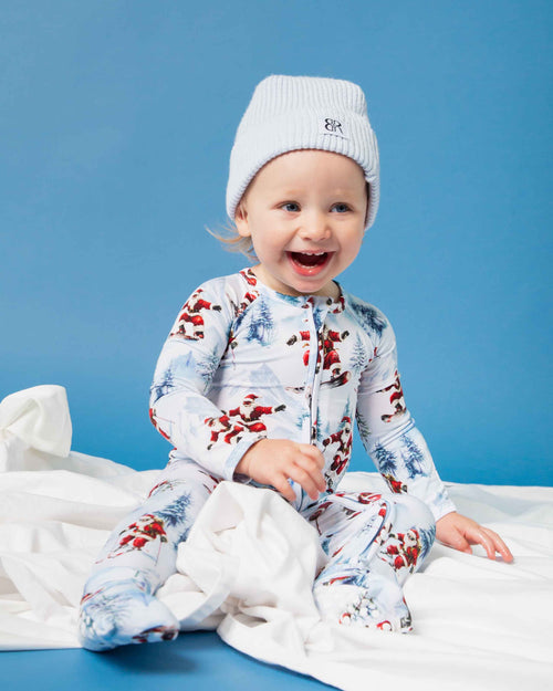 Baby Kids Bamboo Pajamas — Sleigh the Slopes Kid's Beanie — Image 12