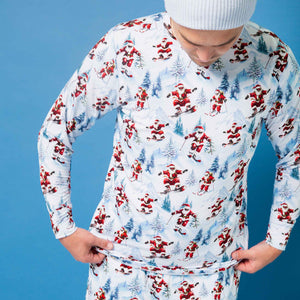 Baby Kids Bamboo Pajamas — Sleigh the Slopes Men's Long Sleeve Shirt — Image 1