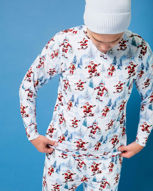 Baby Kids Bamboo Pajamas — Sleigh the Slopes Men's Long Sleeve Shirt — Image 1
