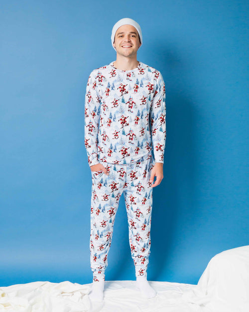 Baby Kids Bamboo Pajamas — Sleigh the Slopes Men's Long Sleeve Shirt — Image 3