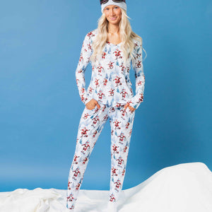 Baby Kids Bamboo Pajamas — Sleigh the Slopes Women's Long Sleeve V-Neck T-Shirt — Image 1