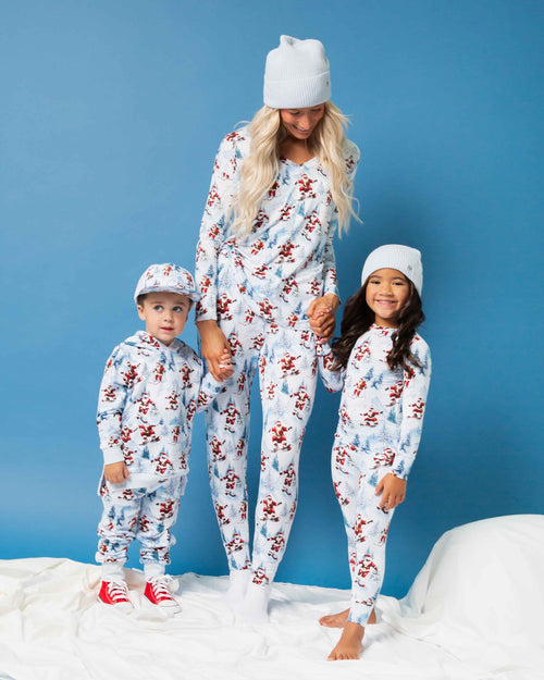 Baby Kids Bamboo Pajamas — Sleigh the Slopes Women's Long Sleeve V-Neck T-Shirt — Image 9
