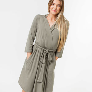 Baby Kids Bamboo Pajamas — Olive The Above Women's Robe — Image 1