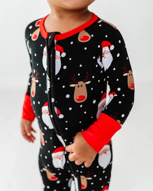 Baby Kids Bamboo Pajamas — Snow Ho Ho Convertible Romper — Image 5