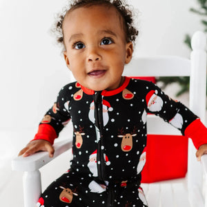 Bums & Roses - Baby & Kids Bamboo Pajamas - Snow Ho Ho Convertible Romper - Image 1