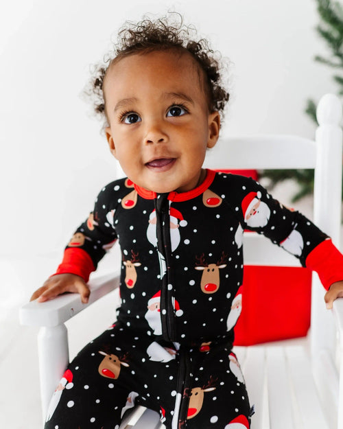 Baby Kids Bamboo Pajamas — Snow Ho Ho Convertible Romper — Image 1