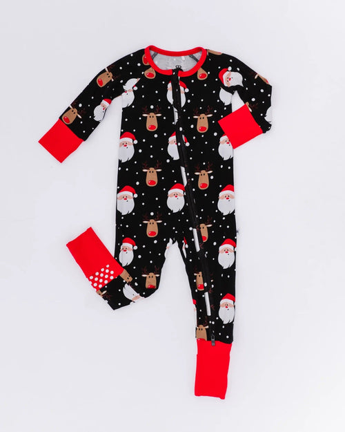 Baby Kids Bamboo Pajamas — Snow Ho Ho Convertible Romper — Image 3
