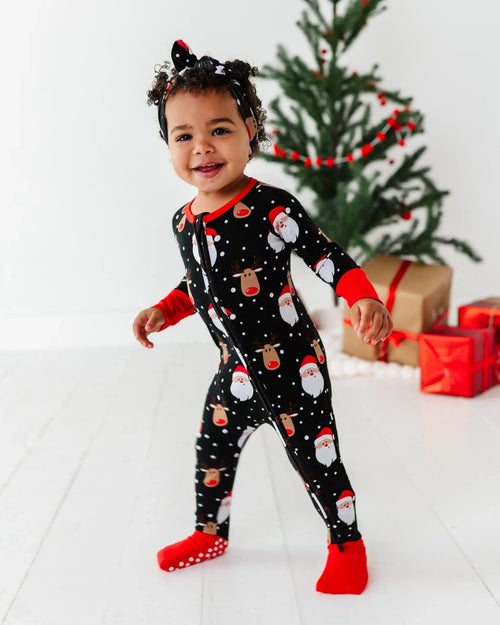 Baby Kids Bamboo Pajamas — Snow Ho Ho Convertible Romper — Image 9