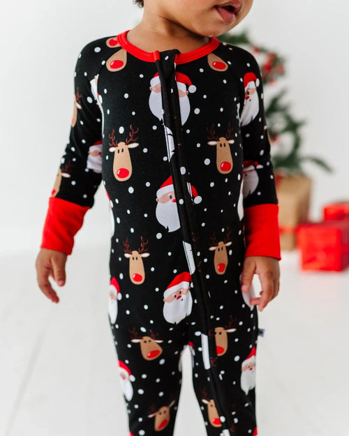 Baby Kids Bamboo Pajamas — Snow Ho Ho Convertible Romper — Image 10