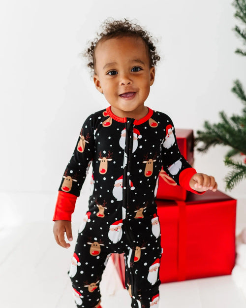 Baby Kids Bamboo Pajamas — Snow Ho Ho Convertible Romper — Image 8