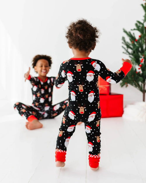 Baby Kids Bamboo Pajamas — Snow Ho Ho Convertible Romper — Image 14