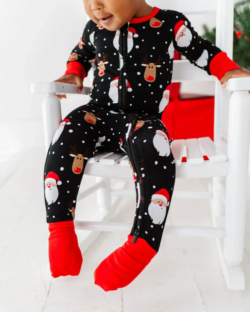 Baby Kids Bamboo Pajamas — Snow Ho Ho Convertible Romper — Image 15