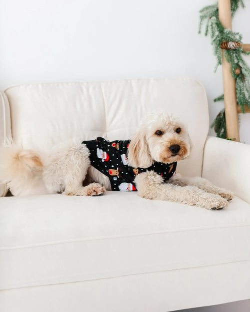Baby Kids Bamboo Pajamas — Snow Ho Ho Dog Sweater — Image 11
