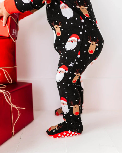 Baby Kids Bamboo Pajamas — Snow Ho Ho Footie — Image 6