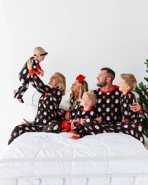 Baby Kids Bamboo Pajamas — Snow Ho Ho Footie — Image 2