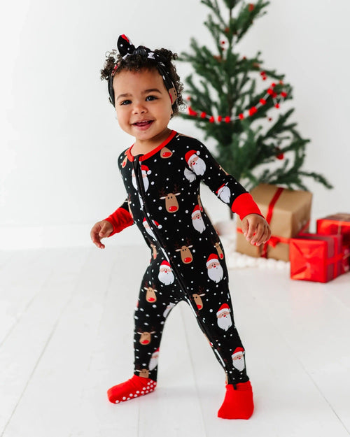 Baby Kids Bamboo Pajamas — Snow Ho Ho Headwrap — Image 7