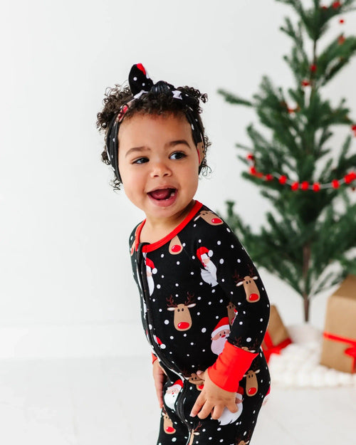 Baby Kids Bamboo Pajamas — Snow Ho Ho Headwrap — Image 8