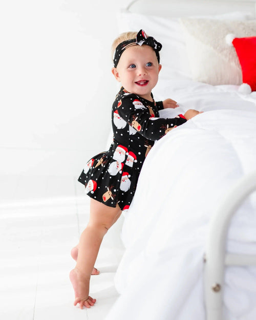 Baby Kids Bamboo Pajamas — Snow Ho Ho Headwrap — Image 9